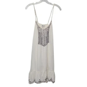 Beach By Exist Ivory Embroidered Sleeveless Sundress Gauzy Flowy S Boho Loose - Picture 1 of 8
