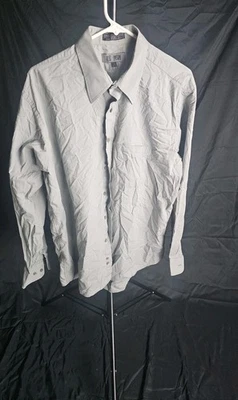 复古 Oleg Cassini 男式灰色长袖衬衫尺寸 17-34/35 阅读说明 — 第 1/4 张图片