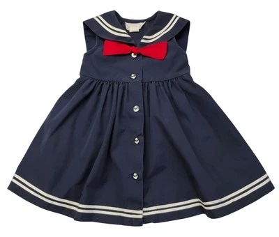 Sophia Rose Navy Blue Sailor Dress Girls 18 months Sleeveless Button Down I-1 - Image 1 of 4