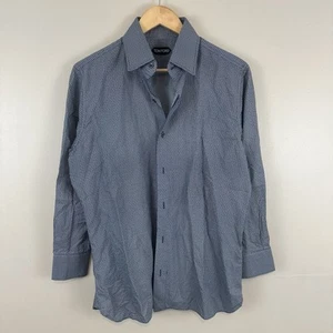 Vestido Camisa Tom Ford Azul Estampado Abotonado Para Hombre M 16 41 Corto Leer - Imagen 1 de 15