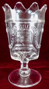 Adams Centennial Spooner 1776 -1876 Liberty Bell Bowl Footed Clear Glass EAPG - Picture 1 of 11