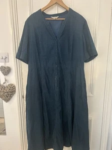 Seasalt Blue Baby Cord Whightwick Midi Dress With Pockets Size 20 VGC - Picture 1 of 8