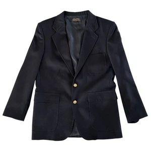 Brooks Brothers Blazer Jacket 100% Wool Teens 18 Regular Navy Blue Gold 2 Button - Picture 1 of 11