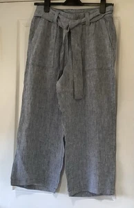 Landsend 100% Grey Linen Trousers. Size 14/16. New Without Tags. Wide Leg. - Picture 1 of 6