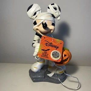 Disney Halloween Mickey Mouse Mummy Trick Or Treat Figurine Light Up Pumpkin NEW - Picture 1 of 8