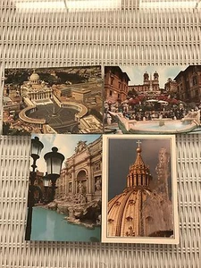 4 Postcards Roma Italy Plurigraf St Peter's Square Trevi Fountain Cupol Trinita - Picture 1 of 1