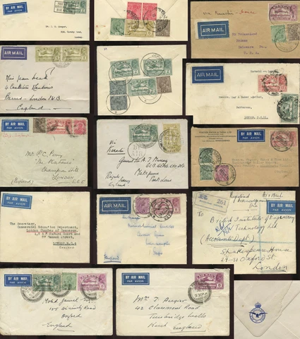 INDIA AIRMAIL FRANKINGS Envelopes Stationery Covers Postmarks etc ...EACH PRICED Cover