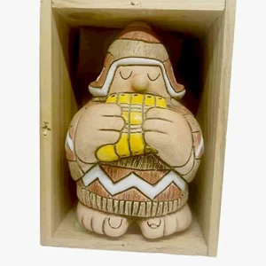 "Figura de colección Launa Art Pottery Arcilla Flauta Inca Pan 5"" firmada con caja" - Imagen 1 de 8
