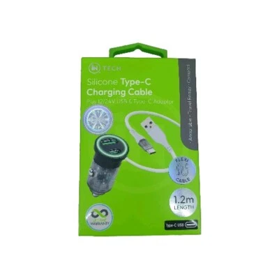 Cable de carga USB tipo C de silicona In Tech cable de 1,2 m y adaptador de viaje de 12/24 V  Foto 1 de 4