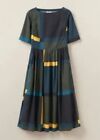 TOAST Midi Kleid 14 42 Baumwolle Popeline Farbe Block plissiert Taschen Boatneck Multi