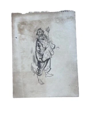 Drawing Of A Clown Sketch Paper Expressionism Signed and Dated 1905 - Image 1 of 4