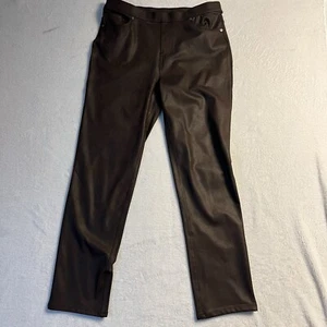 DG2 Diane Gilman Damen Kunstleder Hose Gr. Large Stretch Disco Cocktail Biker - Bild 1 von 12