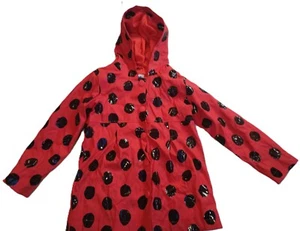 Ladybug Girls Raincoat Pink and Black Outdoor Polyester Hooded Jacket Sz 5T G002 - Picture 1 of 9
