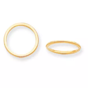 14k Yellow Gold 1.5mm Milgrain Band Ring STK1 - Picture 1 of 2