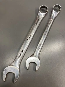*2pc SK TOOLS 16MM & 14mm SuperChrome COMBINATION WRENCH 12 PT #88314 #88316 - Picture 1 of 6