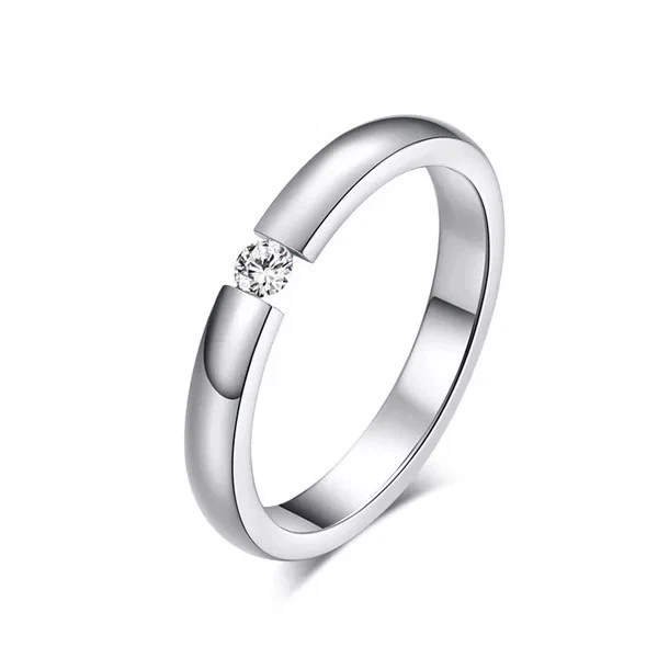 Men Women Silver Gold Stainless Steel Ring Band Titanium Wedding Engagement Ring - Image 1 of 1