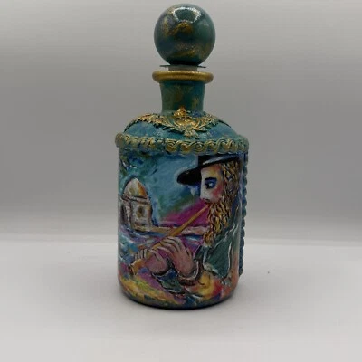 Impresionante botella de vidrio decorativa artística pintada a mano - Artista Nita Foto 1 de 4