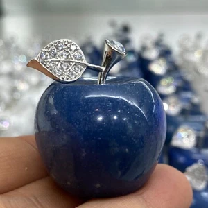 TOP 1.5"  Natural blue Aventurine quartz apple hand carved crystal healing  1PC - Picture 1 of 11