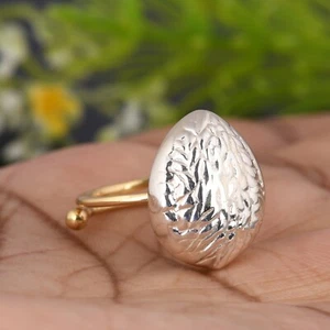 Handmade And Handhammered Fine And Brass Gold Abstract Ring Without Stone Ring - Picture 1 of 3