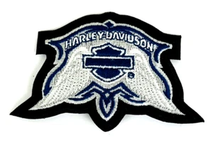 Harley Davidson White Wings Blue Bar Shield Embroidered 4" x 2 1/2" Patch - Picture 1 of 3