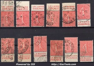 FRANCE 12 SEMEUSE N° 199 AVEC BANDELETTE PUB PHENIX AVEC OBLITERATION - Picture 1 of 2