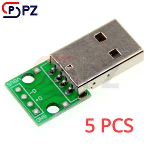 5PC USB Male to DIP Adapter Converter 4pin for 2.54mm PCB Board Power Supply DIY - Picture 1 of 5