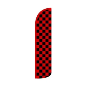 RedBlack Checkered Swooper Flutter Feather Flag | 3ft W x 11.5ft Tall - Picture 1 of 3