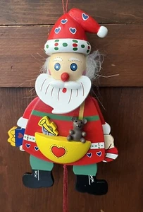 Jumping Jack/Hamplemann Wooden Pull String Santa Christmas Ornament Toy - Picture 1 of 12