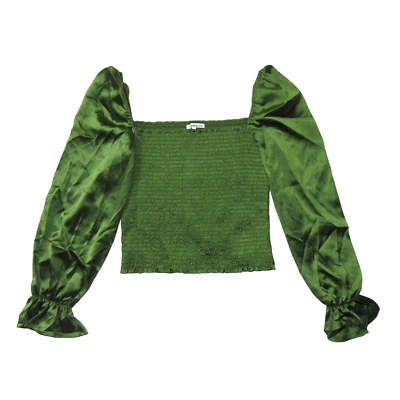 Nuevo con etiquetas Blusa Reformation Manzanilla Top en Verde Musgo Seda Satén Calado M Foto 1 de 4