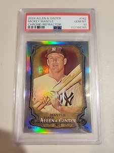 2024 Topps Allen & Ginter Chrome Refractor #142 Mickey Mantle PSA 10 Yankees - Picture 1 of 2