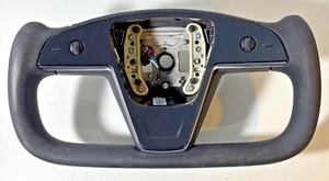 2021-2024 TESLA MODEL S/X PLAID FLAT BOTTOM YOKE STEERING WHEEL 1622612-00-G OEM - Picture 1 of 8