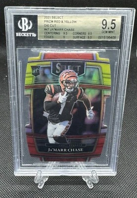 Ja'Marr Chase ‘21 Panini Select Concourse Red Yellow Die Cut Rookie RC #47  - Image 1 of 3