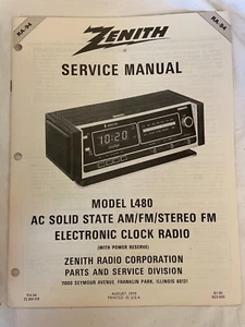Zenith Ser. Man. RA94 AC SolidState FM/AM Stereo Electronic Clock Radio ModK465 - Picture 1 of 2