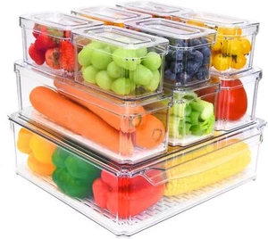 10tlg Kühlschrank Organizer Set Aufbewahrungsbox Frischhaltedose Schublade Küche - Bild 1 von 13