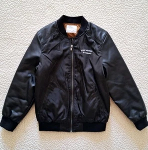 ZARA Boys Black Faux Leather Sleeves Bomber Jacket Sz 10 Org $45 - Picture 1 of 11
