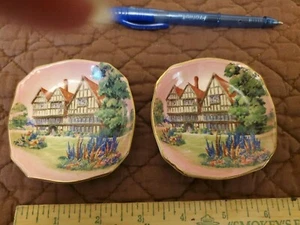 Rare Vintage Royal Winton decorative miniture plates with cottage scene - Bild 1 von 4