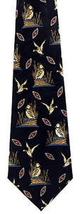 Water Fowl Men's Necktie Wild Ducks Hunting Hunter Bird Animal Black Neck Tie  - Picture 1 of 4
