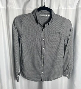 Janie and Jack Boys Size 10 Gingham Button Down Long Sleeve Black and White Top  - Picture 1 of 7