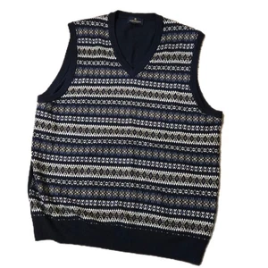 Chaleco Suéter Brooks Brothers Ultimate Lana Merino Azul Fair Isle Para Hombres Talla L  - Imagen 1 de 7