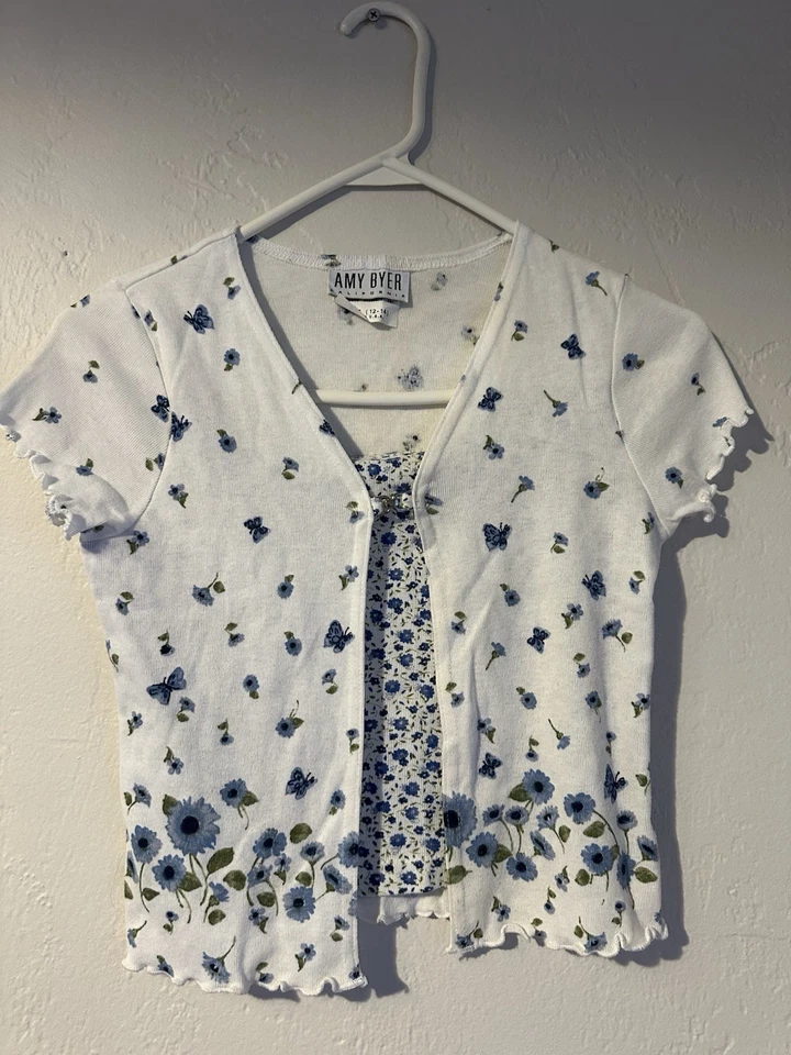Manga Corta Vintage Niños Amy Byer Flor Mangas Cortas Talla 12-14 Foto 1 de 4