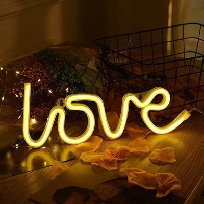 13" Warm White Love Neon Sign LED Backdrop WALL Decorative LIGHTS Party Events - Image 1 of 4