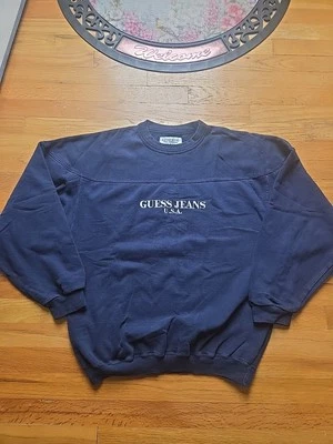 Vintage Guess Jeans USA Georges Marciano Embroidered Crewneck Sweatshirt M Navy - Image 1 of 4