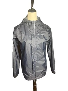Kids Large Colombia Omni-tech Rain Jacket Youth Windbreaker Black Hoodie - Picture 1 of 11