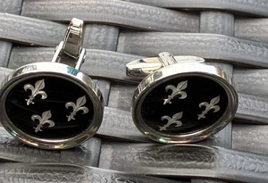Gemelos de colección para hombre FRANCIA PLATA FLOR DE LIS bisutería Q77 - Imagen 1 de 5