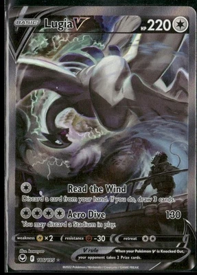 Pokémon Lugia V 2022 Alternate Completo 186/195 Espada y Escudo Plata Tempest Holo Foto 1 de 2