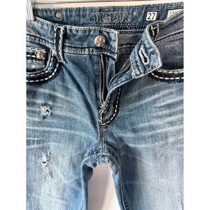 Miss Me Jeans Women's Size 27 Blue Boyfriend JPB5014 Embellished Distressed Glam - Picture 1 of 12