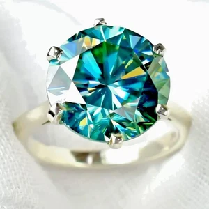 10 Ct Certified Blue Round Diamond Solitaire Ring 925 Silver – Xmas Surprise - Picture 1 of 4