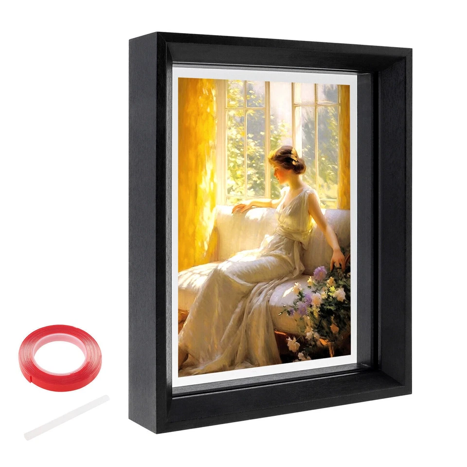 6x8'' Floating Picture Frame Wall Mount Tabletop Standing Floating Frame Display - Image 1 of 4