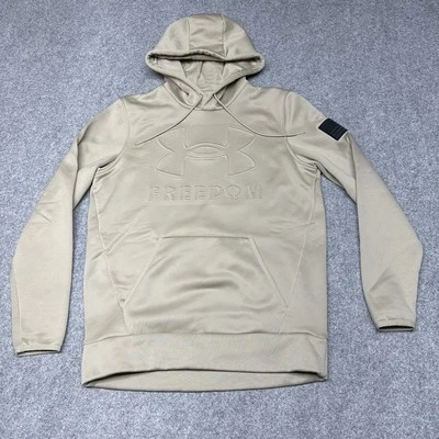 Sudadera con Capucha Under Armour Freedom Para Mujer Pequeña Beige Suelta Bolsillo Foto 1 de 4