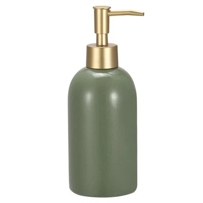 Dispensador de jabón de manos para platos de cerámica de 14 oz con bomba para baño de cocina, oro verde Foto 1 de 4